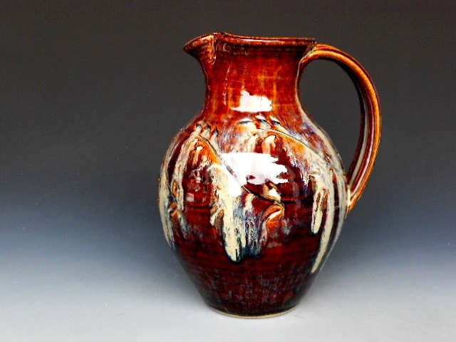 Flower Vase Pitcher Pottery Dark Honey C