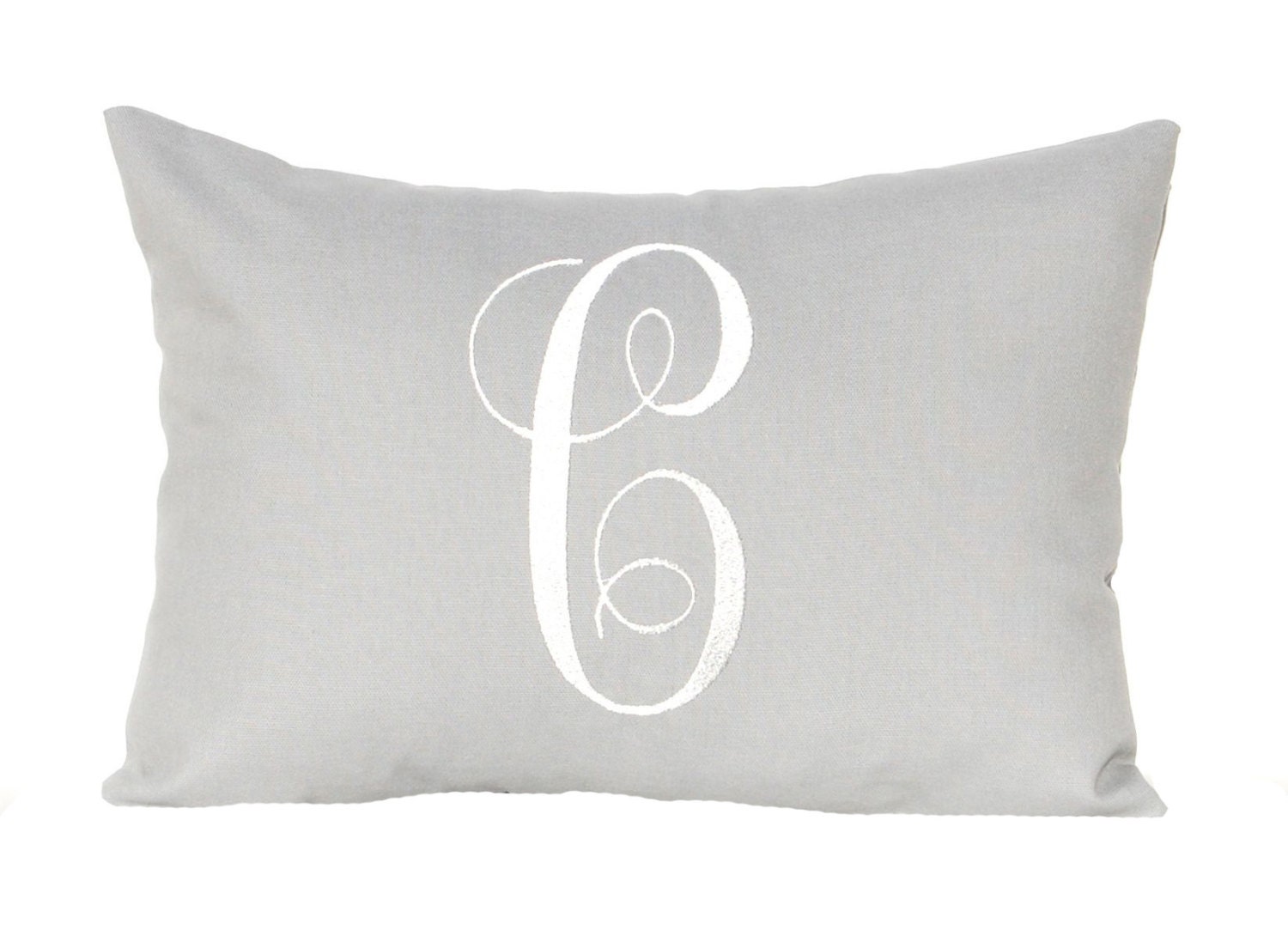 Monogrammed Pillow Cover 18 x 18 Personalized Gift Pillow Cover Solid Gray with Jumbo Initial