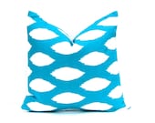 MEMORIAL DAY SALE Turquoise Ikat Pillow Cover One 22 x 22 Decorative Throw Pillow Covers