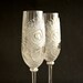 Wedding Glasses Bleached Peacock Feathers Hand Painted Flutes Set of 2