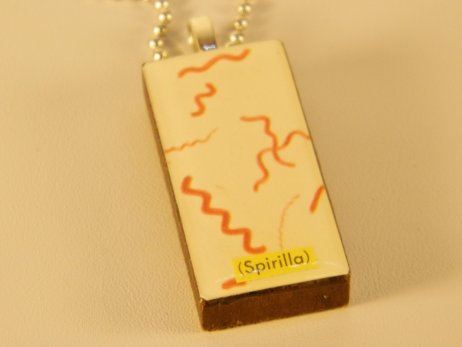 Bacteria Pendant - Recycled Domino - Vintage Science Book Illustration