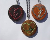 Sweetheart Necklace---ANY LETTER---Embroidered Heart on Wood Custom Monogram Necklace--choose your letter--valentine's day