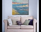 Other coast - FREE SHIPPING - Large Original Oil Painting Canvas Palette Knife - ready to hang  impasto painting SOLOMOON