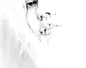 Original Pencil Drawing "Charlotte" 23x19cm