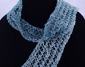Hand Knitted Scarf Marsha Scarf - Item 2013-013, Knitted Blue Women's Scarf, Premade, Ready to Ship