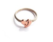 Personalized Silver and Copper Heart Ring