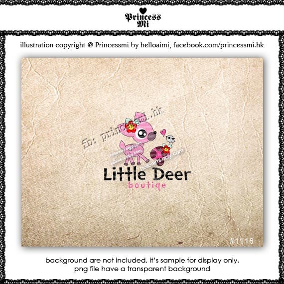 Custom Premade Logo Design - Deer Fawn  mushroom illustration premade photography business logo1116