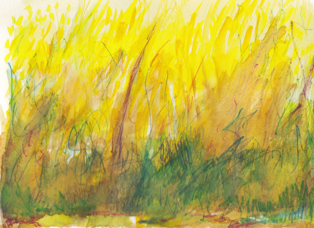 watercolor abstract landscape field original art - artfields