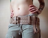 Unisex Leather Belt - biscuit  - steampunk - burning man - festivals, Please read Description for size