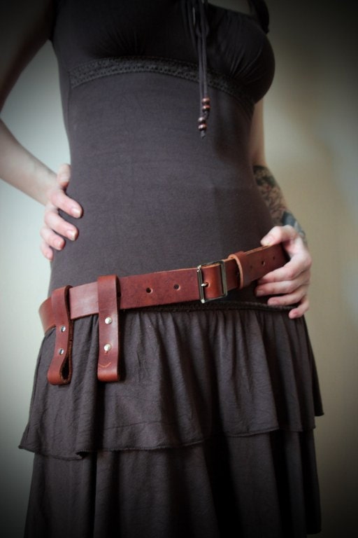 Unisex Leather Belt - Brown  - steampunk - burning man - festivals, Please read Description for size