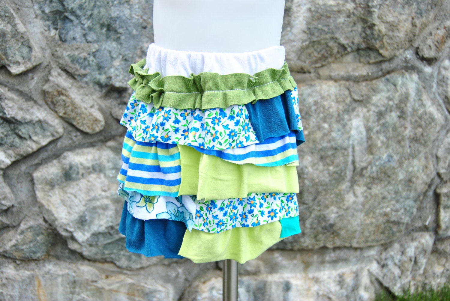 Girls Knit Ruffle Skirt size 2 3 Upcycled