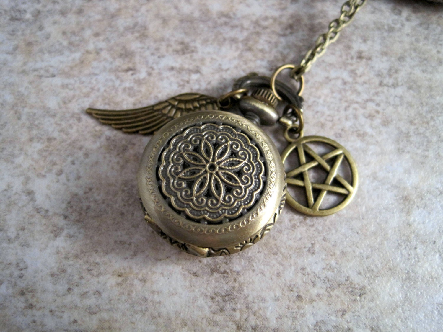 Supernatural Inspired Pocket Watch Necklace