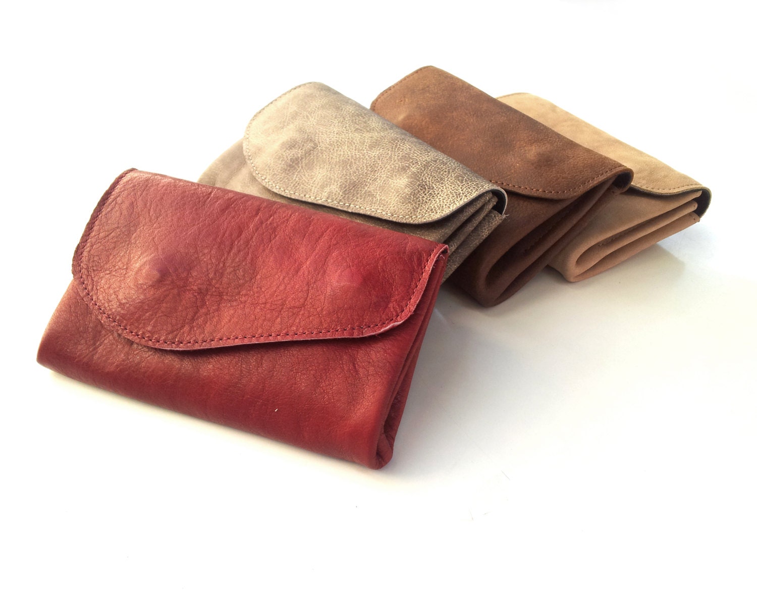 Nude wallet, Women leather purse, leather clutch, coins wallet - TahelSadot