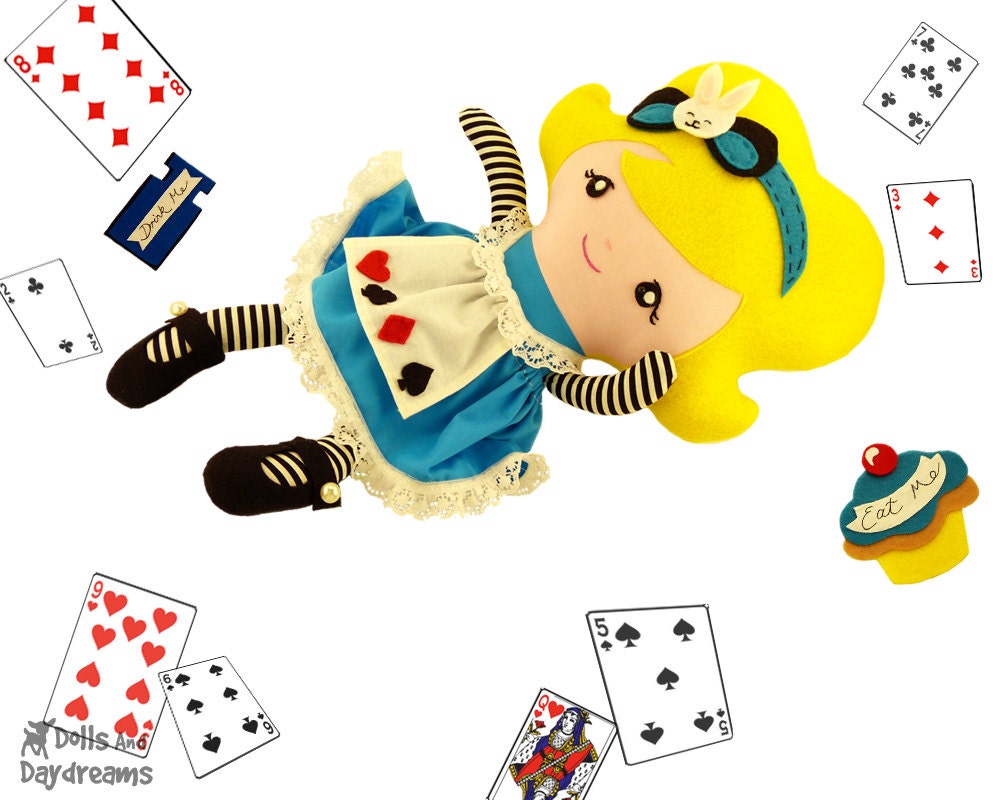 Alice in Wonderland Sewing Pattern PDF Rag Doll DIY Tutorial Instant Download