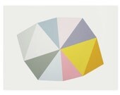 large retro original screenprint. A geometric handmade print in ten seventies style ice cream colours, lovely and bright