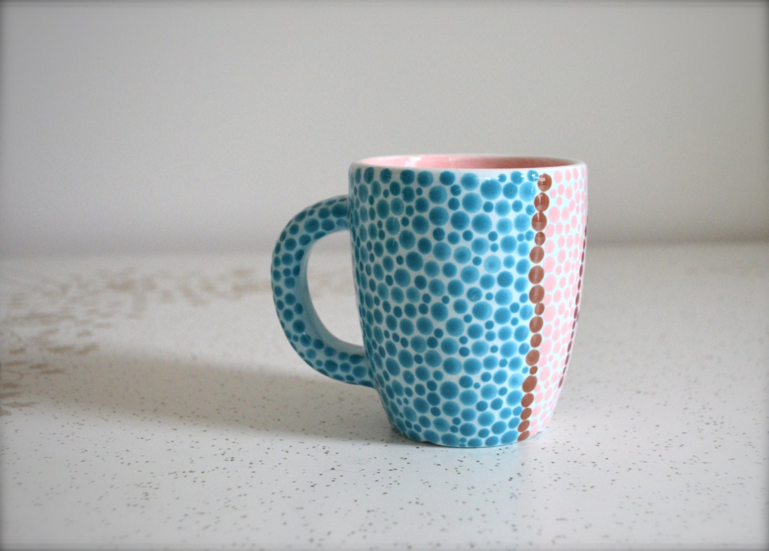 Eye Test Mug - Pink & Blue with the Letter A - monogrammed personalized mug