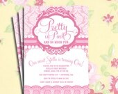DIY Printable Vintage Pretty in Pink Birthday Party Invitation or Baby Shower Invitation Il_170x135