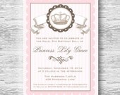 Pink Princess Invitation for Birthday Party or Baby Shower - Girls Vintage Crown Tiara DIY Printable Invite by BeeAndDaisy Il_170x135