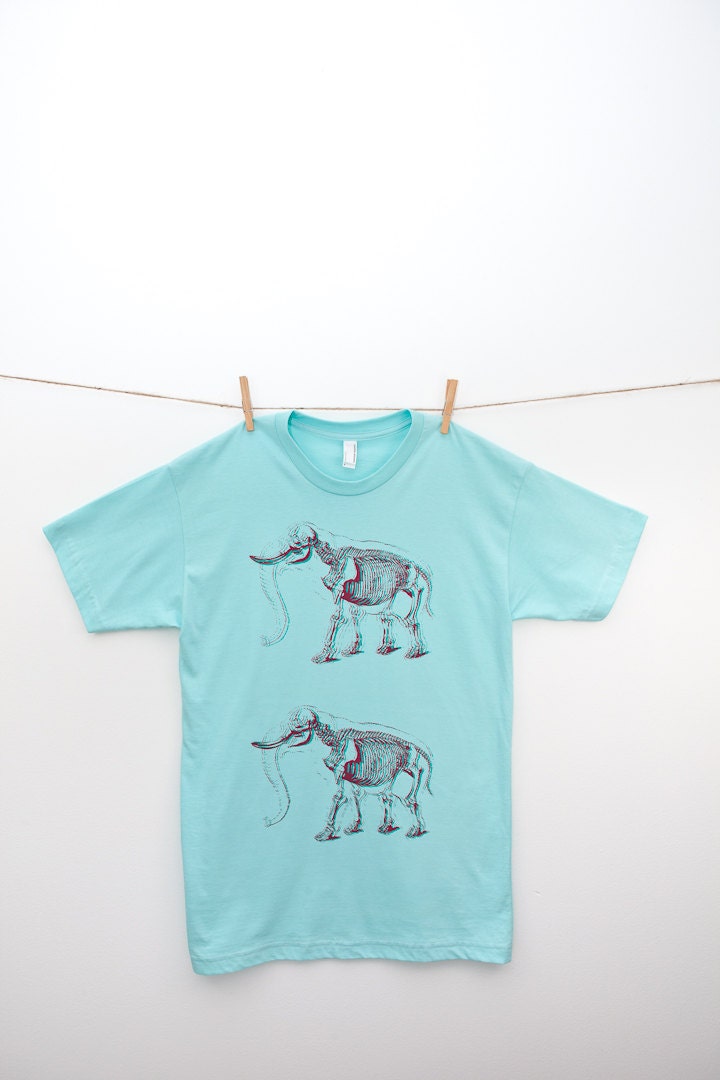 3D Skelephant Men's / Unisex Small, Medium, Large Light Aqua T-shirt