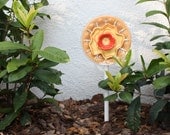 Dish Art Garden Stake ORANGE FLOWER