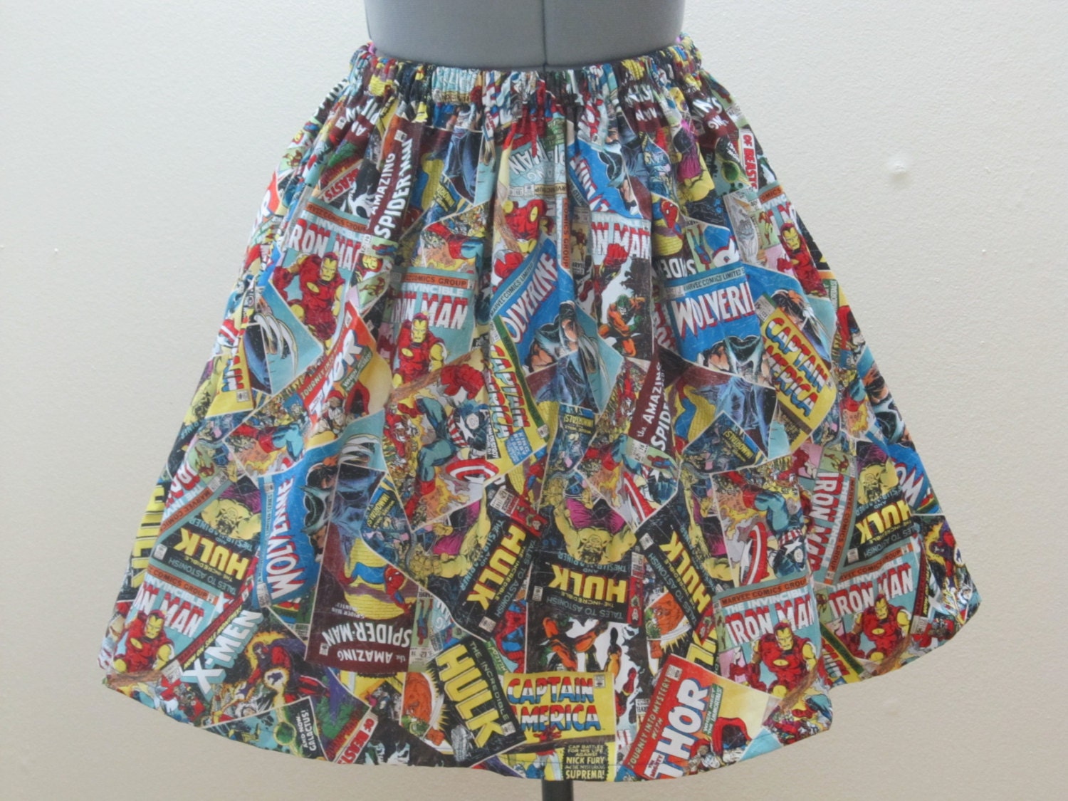 Womens Marvel Comic Book Skirt - Full Gathered 50's Skirt - Full of Twirl Flounce - Ready to ship