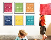 Typography art prints baby nursery art prints. Kids Wall Art. Inspiration quote prints for children art. 6 - 8X10 Nursery art by Wallfry