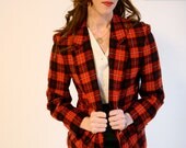 1980s Jacket // Red Plaid PENDELTON Jacket // M-L
