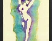 ORIGINAL AND UNIQUE ---- Nude - Print of a painting of mine on parchment paper