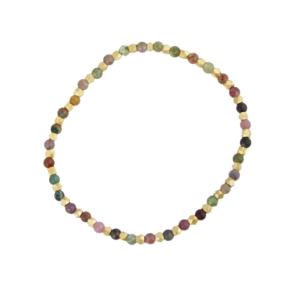 Agate Stone Bracelet - Gold or Silver Beads