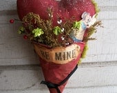 Large Primitive Valentine Heart Pocket Door Hanger