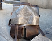 Oversized leather rucksack- hand stitched in slate and expresso