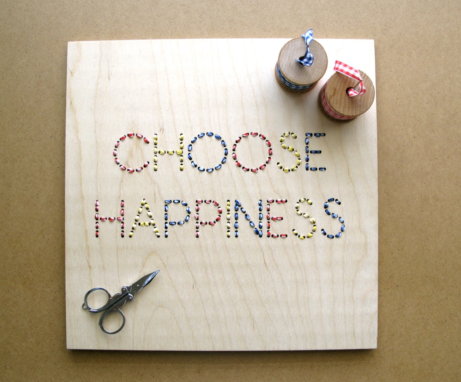 choose happiness-  laser cut and embroidered wall art
