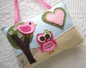 Girls Tooth Fairy Pillow, Felt Owl Door Pillow