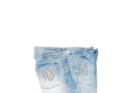 VIntage Low Rider Denim Studded Jeans. SHabby Bohemian Chic Upcycled Refashioned Size 5 - GLAMOURGIRLCHIC