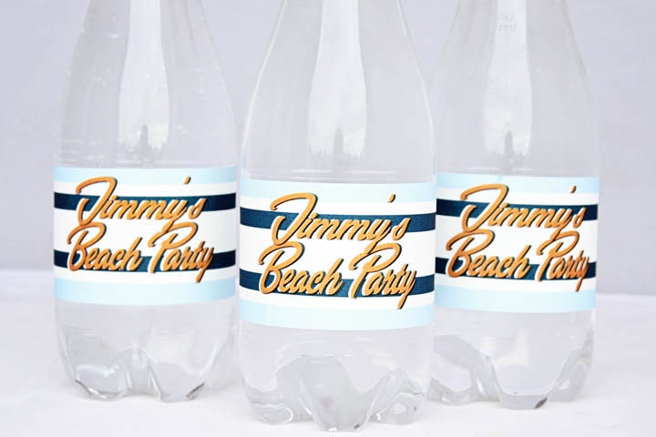 Beach Party Water Bottle Labels . Surf's Up (Boy) Collection . by Loralee Lewis