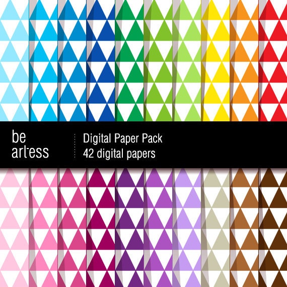 Triangles Digital Paper Pack - 42 triangles papers/ 12x12 inches or 8x11 inches(A4) - RMP0041