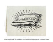 Announcement card for engagement, graduation, wedding, grand opening, moving, new baby, confirmation, first communion, baptism