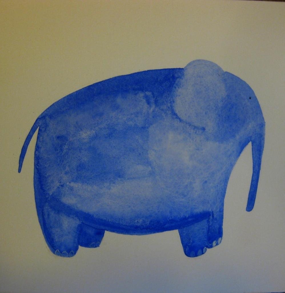 WATERCOLOR painting ART PRINT blue elephant, nursery decor, baby shower decor, 6x6