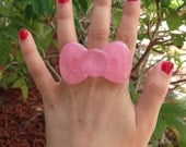 Cotton Candy Pink Glitter Bow Ring