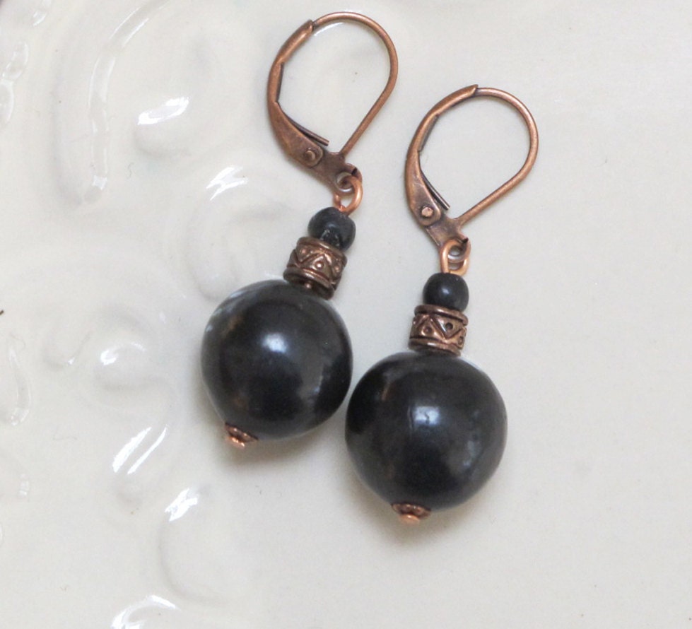 Earrings - Oaxaca Clay Beads with Copper