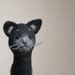 Felix - Felt Cat. Art Puppet Felted Stuffed Toy Animal Kitten marionette. black, grey, silver, dark, deep, for him. MADE TO ORDER