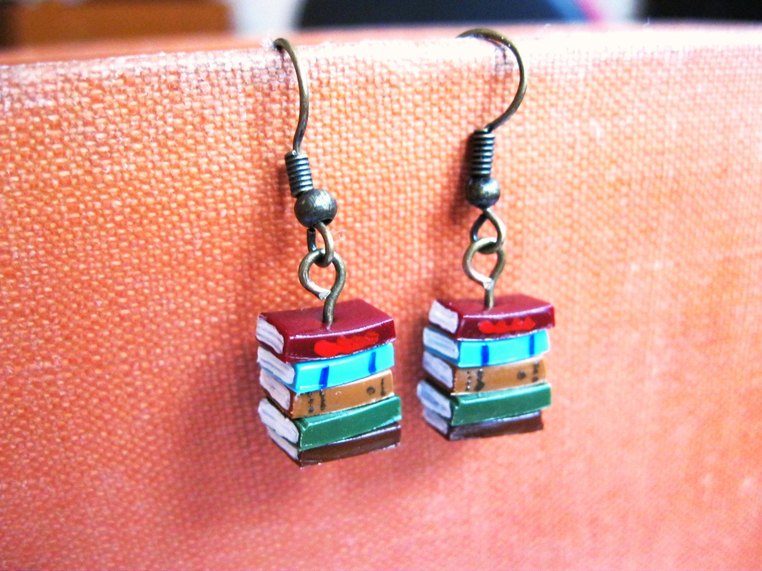 Stack of Books Earrings (Made to Order) - Book Jewelry by Coryographies