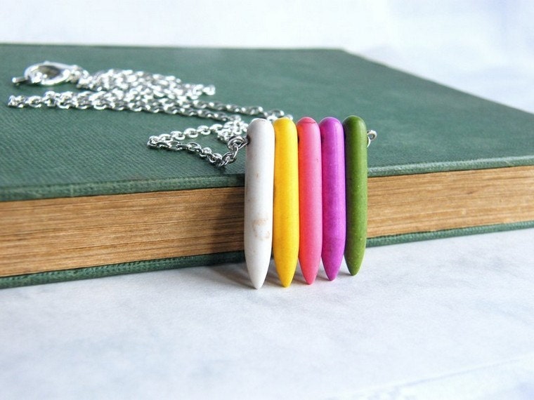 CLEARANCE - all must go, Rainbow Necklace Geometric Jewelry Spike Jewelry Tribal Necklace Sticks Howlite Necklace Modern Jewelry