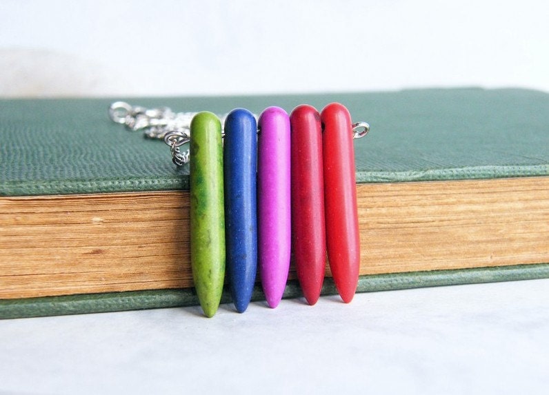 CLEARANCE - all must go, Spike Jewelry Tribal Necklace Rainbow Sticks Howlite Necklace Bohemian Style Modern Jewelry Spring Fashion