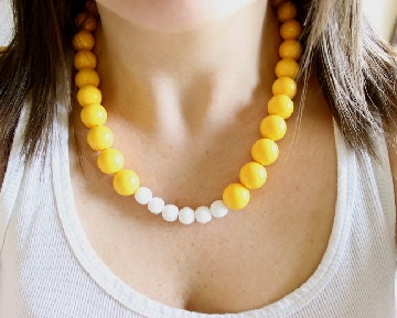Yellow and white statement necklace color block