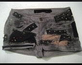Leather Patched Crust Punk Shorts