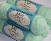5 Skeins Vintage Herrschners Baby Acrylic Mint Green Fingering Yarn 2 Oz.