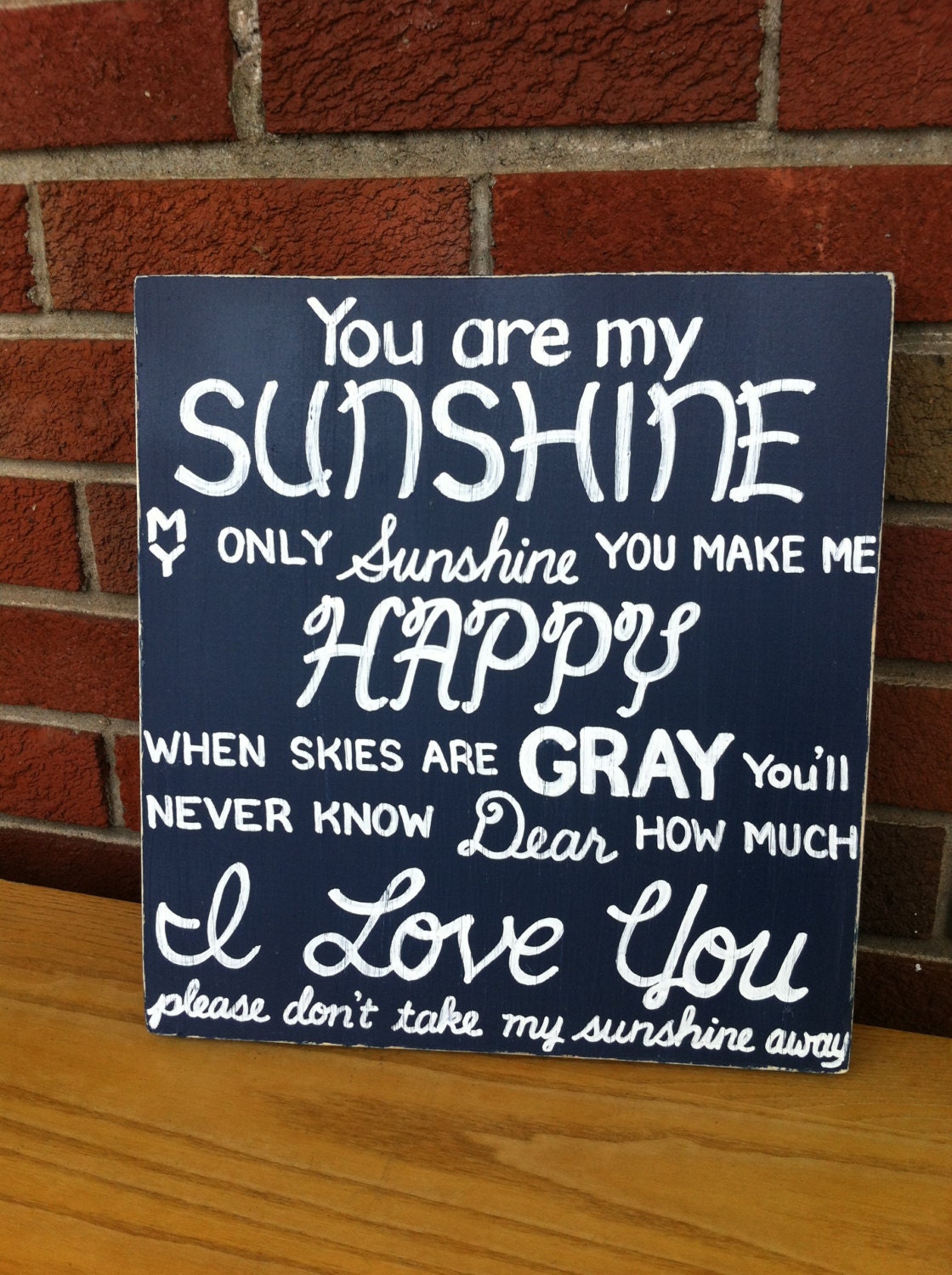 You are my Sunshine SIGN Subway Distressed Plum Orange Creamsicle Handmade Hand-painted Wooden 12x12 WHAGN Made to Order