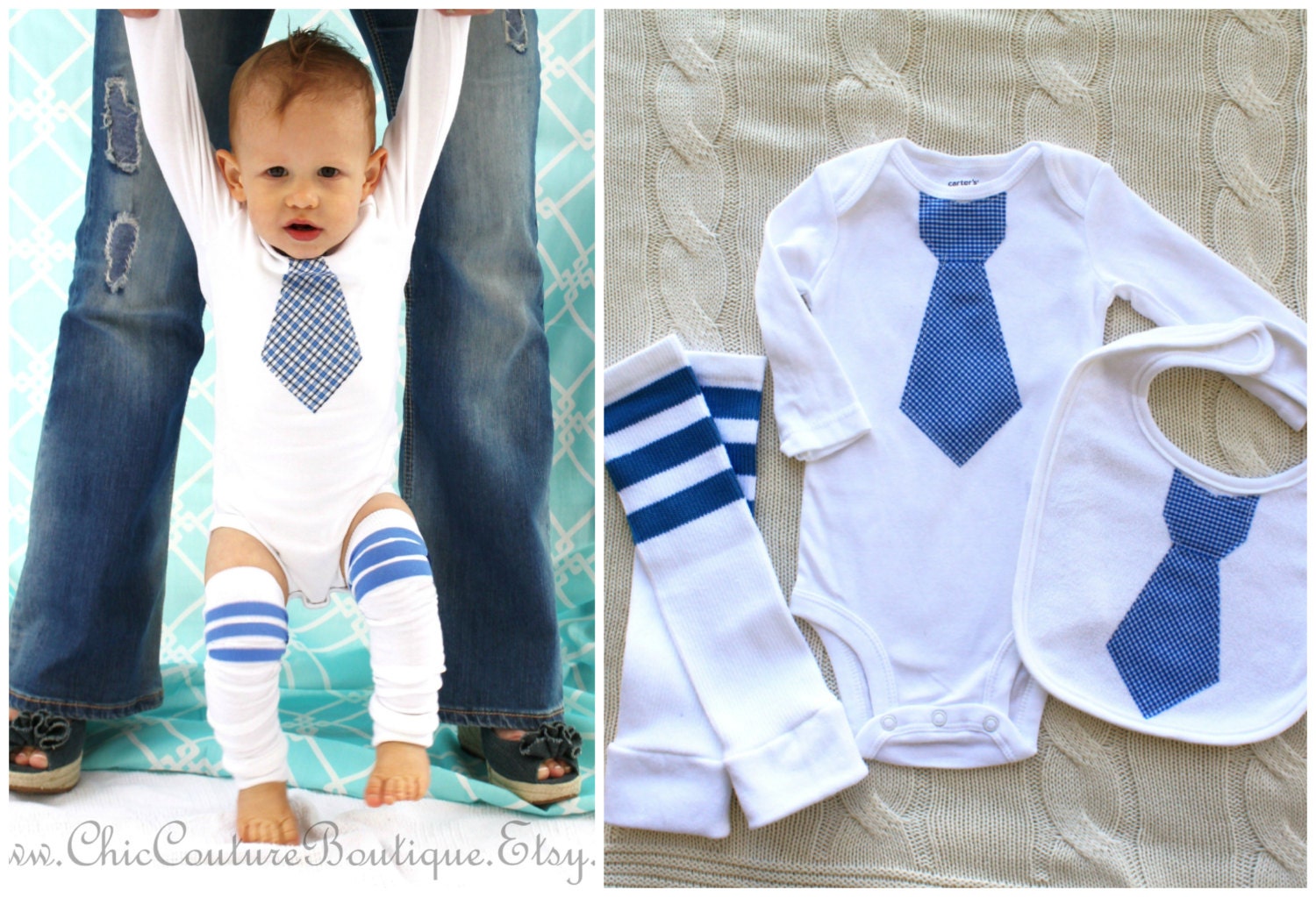 Baby Boy Cake Smash 3 Piece Birthday Gift  Set.  Tie Onesie, Tie Bib, and Leg Warmer Set.  Party Favor, Children's Fashion.