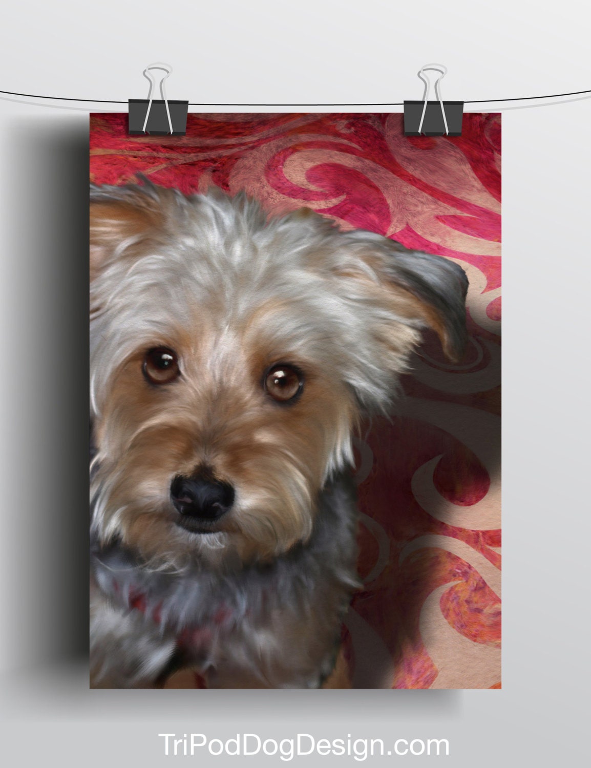 Yorkie Terrier - 5x7 Giclee print on canvas
